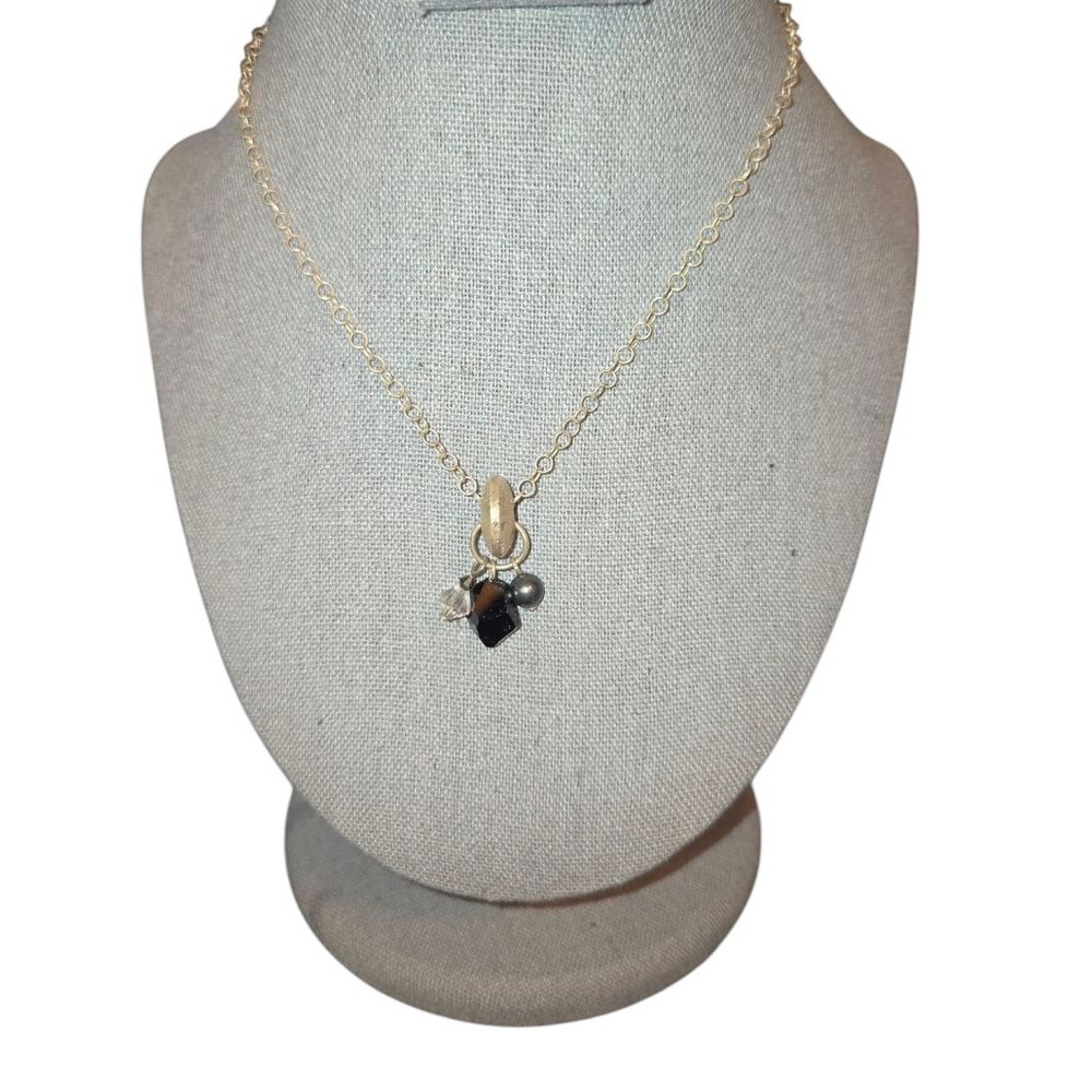 Emily Ray Vintage 90's Sterling Silver 925 Cable Chain & Beaded Pendant Necklace
